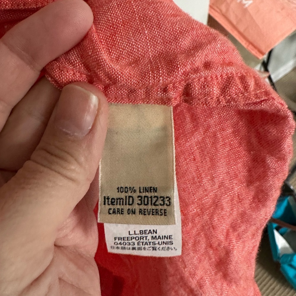 L.L. Bean Orange Casual Button Down Shirt Relaxed Fit - Picture 2 of 6
